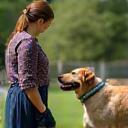 Dog being trained in a park