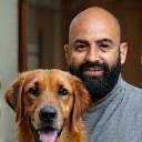 Client Harpreet with Archie, his therapy dog candidate